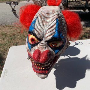 MASK -Vintage Halloween Horror Clown Scary Big Eyes W/ Red Hair Cosplay Costume